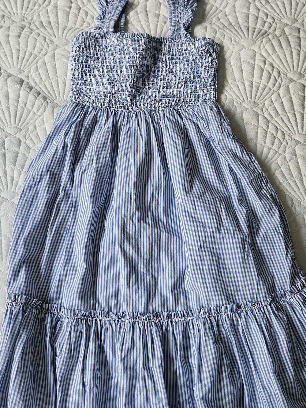 Crewcuts Blue and White Striped Smocked Sundress